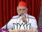 Prime Minister Narendra Modi addresses a public rally, at Jamkandorana, in Rajkot, Gujarat on Tuesday.(ANI) Prime Minister Narendra Modi addresses a public rally, at Jamkandorana, in Rajkot, Gujarat on Tuesday.(ANI)