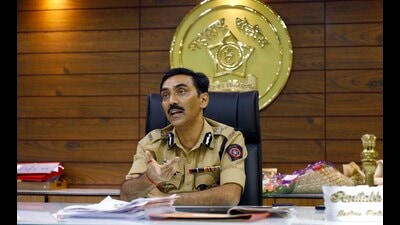 Amitabh Gupta, Commissioner of Police, at CP office in Pune, on Tuesday. (Rahul Raut/HT PHOTO)