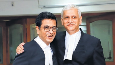 CJI Lalit (right) and Justice Chandrachud on Tuesday (HT Photo)