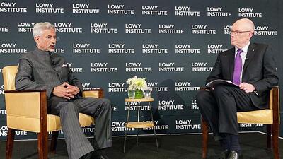 External affairs minister S Jaishankar meets with executive director of Lowy Institute Michael Fullilove, Sydney, on Tuesday. (Dr. S. Jaishankar Twitter/ANI) External affairs minister S Jaishankar meets with executive director of Lowy Institute Michael Fullilove, Sydney, on Tuesday. (Dr. S. Jaishankar Twitter/ANI)