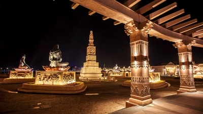 Ujjain, Oct 09 (ANI): An illuminated view of the newly developed Shri Mahakal Lok ready for its inauguration by Prime Minister Narendra Modi, in Ujjain. (Sanjeev Gupta)