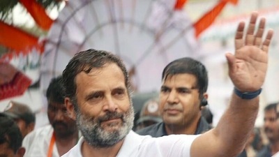 Chitradurga, Oct 10 (ANI): Congress leader Rahul Gandhi participates in the party's Bharat Jodo Yatra, at Hiriyur, in Chitradurga on Monday. (ANI Photo) (Congress Twitter) Chitradurga, Oct 10 (ANI): Congress leader Rahul Gandhi participates in the party's Bharat Jodo Yatra, at Hiriyur, in Chitradurga on Monday. (ANI Photo) (Congress Twitter)