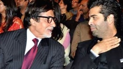 Amitabh Bachchan with Karan Johar in a throwback picture. Amitabh Bachchan with Karan Johar in a throwback picture. 