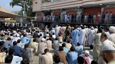 Pakistan School Bus Attack: People take part in a protest in Mingora, Pakistan. (AFP) Pakistan School Bus Attack: People take part in a protest in Mingora, Pakistan. (AFP)