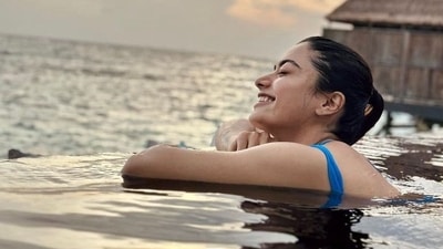 Rashmika Mandanna has flown to Maldives for a relaxing vacation post Goodbye release. She has shared picture of herself on Instagram, calling herself ‘water baby.' Rashmika Mandanna has flown to Maldives for a relaxing vacation post Goodbye release. She has shared picture of herself on Instagram, calling herself ‘water baby.' 