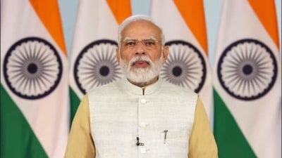 PM Modi's inaugural address in UNWGIC 2022. (source:screen capture from Geospatial World's live YouTube streaming)