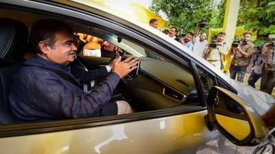 Union Minister for Road Transport & Highways Nitin Gadkari rides a car at the launch of Toyota's first-of-its-kind pilot project on Flexi-Fuel Strong Hybrid Electric Vehicles, in New Delhi. (PTI) Union Minister for Road Transport & Highways Nitin Gadkari rides a car at the launch of Toyota's first-of-its-kind pilot project on Flexi-Fuel Strong Hybrid Electric Vehicles, in New Delhi. (PTI)