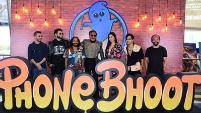 Katrina Kaif plays the role a ghost while Ishaan Khatter and Siddhant Chaturvedi play self-proclaimed ghostbusters in Phone Bhoot. The film is set to hit theatres on November 4. (HT Photo/Varinder Chawla) Katrina Kaif plays the role a ghost while Ishaan Khatter and Siddhant Chaturvedi play self-proclaimed ghostbusters in Phone Bhoot. The film is set to hit theatres on November 4. (HT Photo/Varinder Chawla)