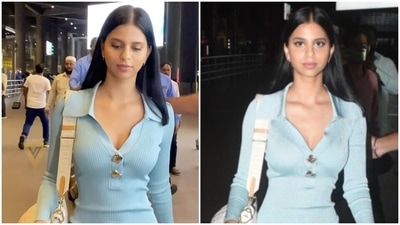 Suhana Khan makes a stylish return to Mumbai in a figure-hugging dress. (HT Photo/Varinder Chawla) Suhana Khan makes a stylish return to Mumbai in a figure-hugging dress. (HT Photo/Varinder Chawla)