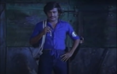 Rajinikanth in the 1981 Tamil film Thee, having his own 'tum mujhe wahn dhoondh rahe ho' moment.