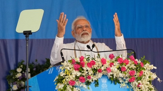 Prime Minister Narendra Modi speaks during a function at civil hospital in Ahmedabad.(AP)