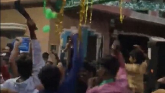 The men were seen dancing with swords and other weapons.(Screengrab of video)