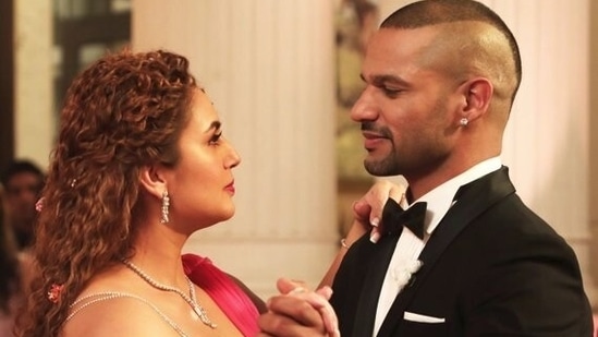 Huma Qureshi and Shikhar Dhawan in a still from Double XL.&nbsp;