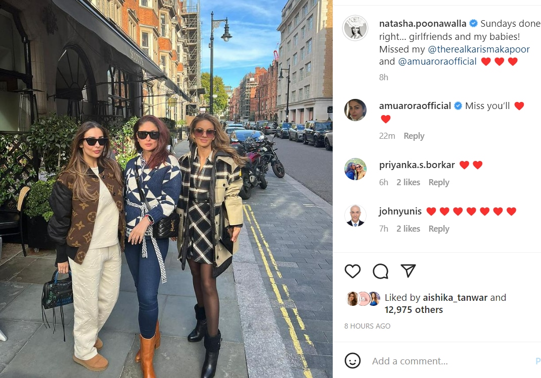 Kareena Kapoor with Malaika Arora, Natasha Poonawalla in London.&nbsp;