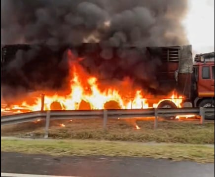 The driver and two other passengers escaped unhurt. (ayesha siddiquaa-Twitter)