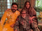 Abhishek Bachcha with Shweta Bachchan and Amitabh Bachchan. Abhishek Bachcha with Shweta Bachchan and Amitabh Bachchan.
