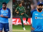 File images of Jasprit Bumrah, Shaheen Afridi and Rohit Sharma File images of Jasprit Bumrah, Shaheen Afridi and Rohit Sharma