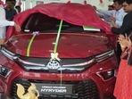 Toyota has started delivering bookings of its Urban Cruiser HyRyder SUV (Image courtesy: twitter/@toyota_harsha)