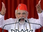 Prime Minister Narendra Modi addressing a rally in Rajkot on Tuesday. (ANI) Prime Minister Narendra Modi addressing a rally in Rajkot on Tuesday. (ANI)