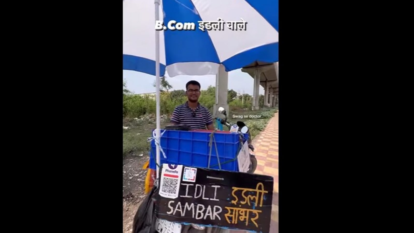 B.Com graduate opens idli-sambhar food stall; inspires netizens with his zeal