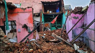 intensity was such that it blew off the roof and the walls of the house and the bang was heard even by villagers a kilometre away. (HT Photo) intensity was such that it blew off the roof and the walls of the house and the bang was heard even by villagers a kilometre away. (HT Photo)