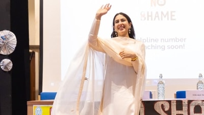 Sara Ali Khan at Miranda House College in Delhi recently. Sara Ali Khan at Miranda House College in Delhi recently.