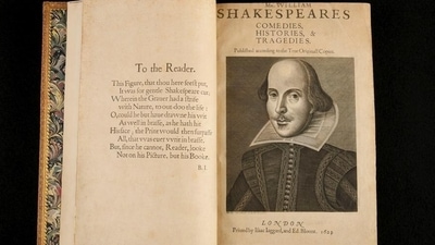 A first edition of "Mr William Shakespeare's Comedies, Histories, & Tragedies", which has become known the "First Folio" (DLA Marbach) A first edition of "Mr William Shakespeare's Comedies, Histories, & Tragedies", which has become known the "First Folio" (DLA Marbach)