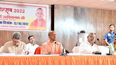Chief minister Yogi Adityanath and others at a review meeting on Deepotsav in Ayodhya. (SOURCED IMAGE)