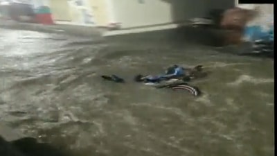 Heavy rain inundates parts of Hyderabad. (ANI videograb) Heavy rain inundates parts of Hyderabad. (ANI videograb)
