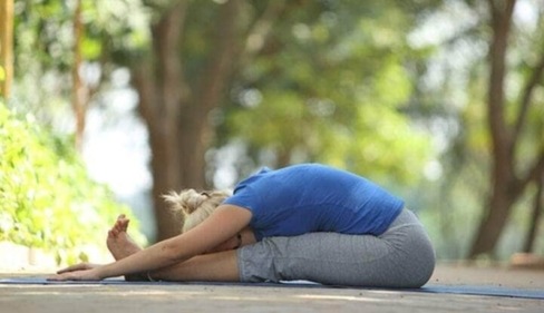 Paschimottanasana or seated forward-bend of Yoga (Twitter/aol_chennai)