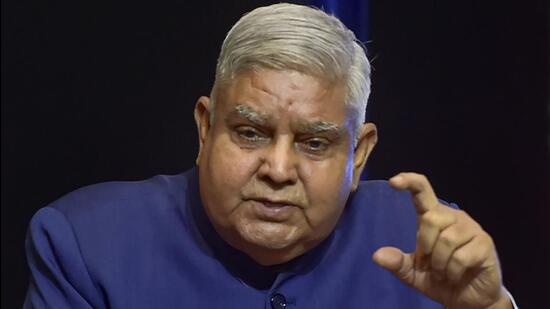 Vice-president Jagdeep Dhankhar at the National Human Rights Commission's 29th foundation day event in New Delhi on Wednesday. (PTI Photo)