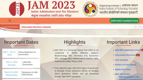 IIT JAM 2022: Registration date extended till October 14, apply at jam.iitg.ac.in