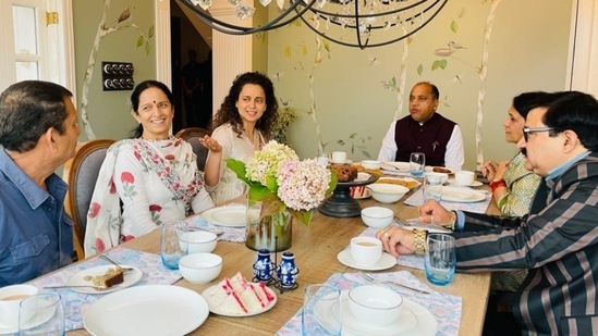 Kangana Ranaut hosted Himachal Pradesh CM Jairam Thakur at her Manali home on Tuesday. (Instagram)