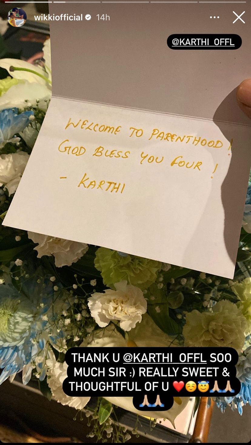 Vignesh Shivan shared the sweet surprise given by Karthi Sivami after becoming parent with Nayanthara.&nbsp;