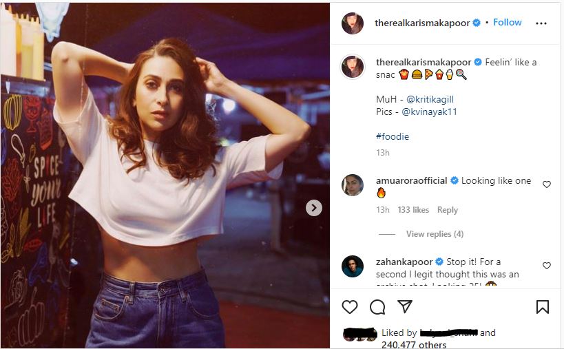 Karisma shared several pictures of herself from a recent photoshoot.