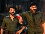 Chiranjeevi and Ram Charan in a still from their film Acharya. Chiranjeevi and Ram Charan in a still from their film Acharya.