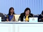 Minister of state for External Affairs Meenakshi Lekhi at CICA summit in Kazakhstan on Thursday.(ANI) Minister of state for External Affairs Meenakshi Lekhi at CICA summit in Kazakhstan on Thursday.(ANI)