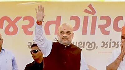 Union home minister Amit Shah will be addressing a public meeting in Sataun in the Shillai assembly segment of Sirmaur district on Friday. (PTI) Union home minister Amit Shah will be addressing a public meeting in Sataun in the Shillai assembly segment of Sirmaur district on Friday. (PTI)