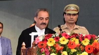 Justice Ali Mohammad Magrey takes oath as the Chief Justice of High Court of Jammu & Kashmir and Ladakh. (Raj Bhawan) Justice Ali Mohammad Magrey takes oath as the Chief Justice of High Court of Jammu & Kashmir and Ladakh. (Raj Bhawan)