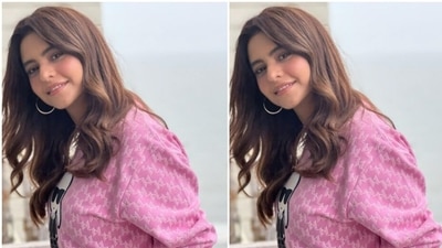 Aamna’s pink sweatshirt featured embroidery details in white threads and a quirky graphic print. (Instagram/@aamnasharifofficial) Aamna’s pink sweatshirt featured embroidery details in white threads and a quirky graphic print. (Instagram/@aamnasharifofficial)
