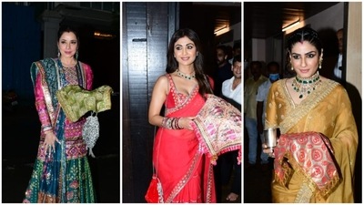 Karwa Chauth, the Hindu festival celebrated annually by married women, is being observed today, October 13. On this day, Hindu married women keep fast from sunrise till moonrise and offer special prayers to Goddess Parvati for the longevity of their husbands. Just like every year, Sunita Kapoor, actor Anil Kapoor's wife, hosted Karwa Chauth puja at their Mumbai residence. Shilpa Shetty, Raveena Tandon, Neelam Kothari, among other celebs arrived at Sunita's residence to celebrate the occasion. (HT Photo/Varinder Chawla) Karwa Chauth, the Hindu festival celebrated annually by married women, is being observed today, October 13. On this day, Hindu married women keep fast from sunrise till moonrise and offer special prayers to Goddess Parvati for the longevity of their husbands. Just like every year, Sunita Kapoor, actor Anil Kapoor's wife, hosted Karwa Chauth puja at their Mumbai residence. Shilpa Shetty, Raveena Tandon, Neelam Kothari, among other celebs arrived at Sunita's residence to celebrate the occasion. (HT Photo/Varinder Chawla)