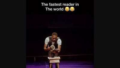 The image, taken from the ‘fastest reader in the world’ Instagram video, shows the comedian Josh Alfred. (Instagram/@josh2funny)