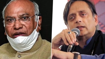 Congress leaders Mallikarjun Kharge and Shashi Tharoor
