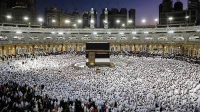 Muslim worshippers and pilgrims (white) pray around the Kaaba at the Grand Mosque in Saudi Arabia's holy city of Mecca. (AFP) Muslim worshippers and pilgrims (white) pray around the Kaaba at the Grand Mosque in Saudi Arabia's holy city of Mecca. (AFP)