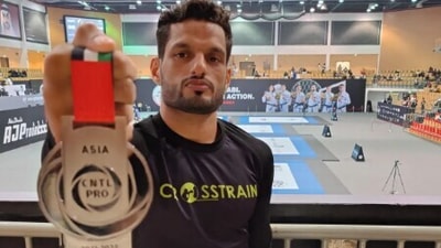 Siddharth Singh celebrates with his silver medal. (Instagram)