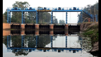 A view of the SYL canal where former Prime Minister late Indra Gandhi laid foundation stone in Kapuri Village near Ghanour Town in Patiala District. (HT File)
