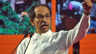 (File) Uddhav Thackeray addresses party's Gatpramukh rally, at Nesco Complex, in Mumbai. (ANI) (File) Uddhav Thackeray addresses party's Gatpramukh rally, at Nesco Complex, in Mumbai. (ANI) 