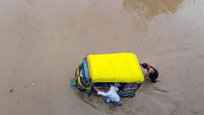 The city witnessed heavy water logging after it rained on September 25 and several roads inside colonies and sectors became difficult to negotiate. (PTI) The city witnessed heavy water logging after it rained on September 25 and several roads inside colonies and sectors became difficult to negotiate. (PTI)