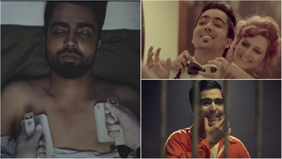 Harrdy Sandhu in stills from his songs Naa Ji Naa, Soch, and Joker. Harrdy Sandhu in stills from his songs Naa Ji Naa, Soch, and Joker.