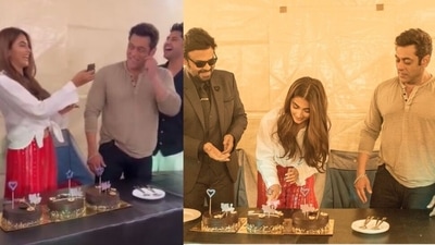Pooja Hegde with Venkatesh and Salman Khan on Kisi Ka Bhai Kisi Ki Jaan sets. Pooja Hegde with Venkatesh and Salman Khan on Kisi Ka Bhai Kisi Ki Jaan sets.